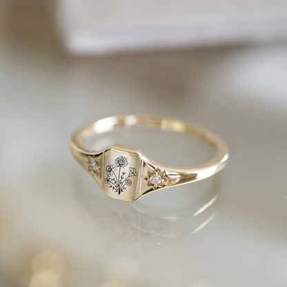 Personalized Birth Flower Ring