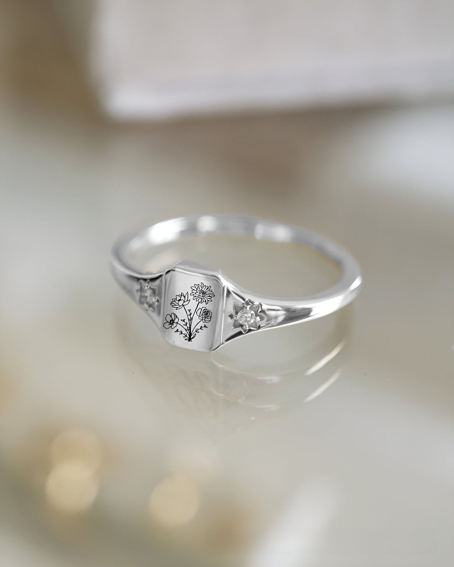 Personalized Birth Flower Ring