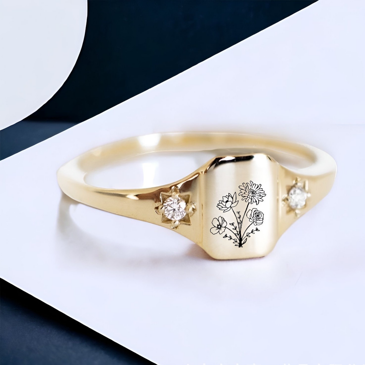 Personalized Birth Flower Ring