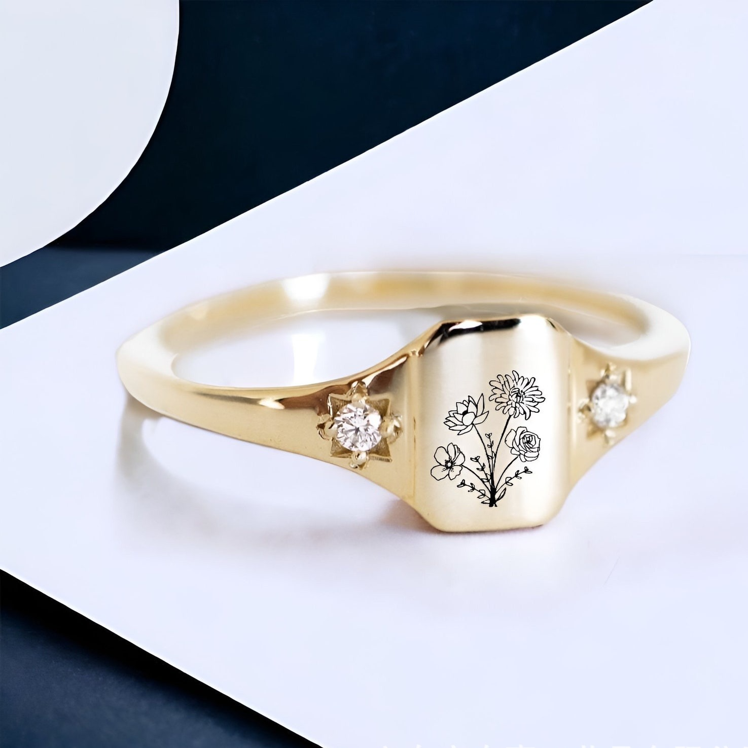 Personalized Birth Flower Ring