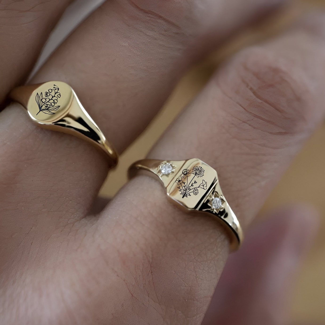 Personalized Birth Flower Ring