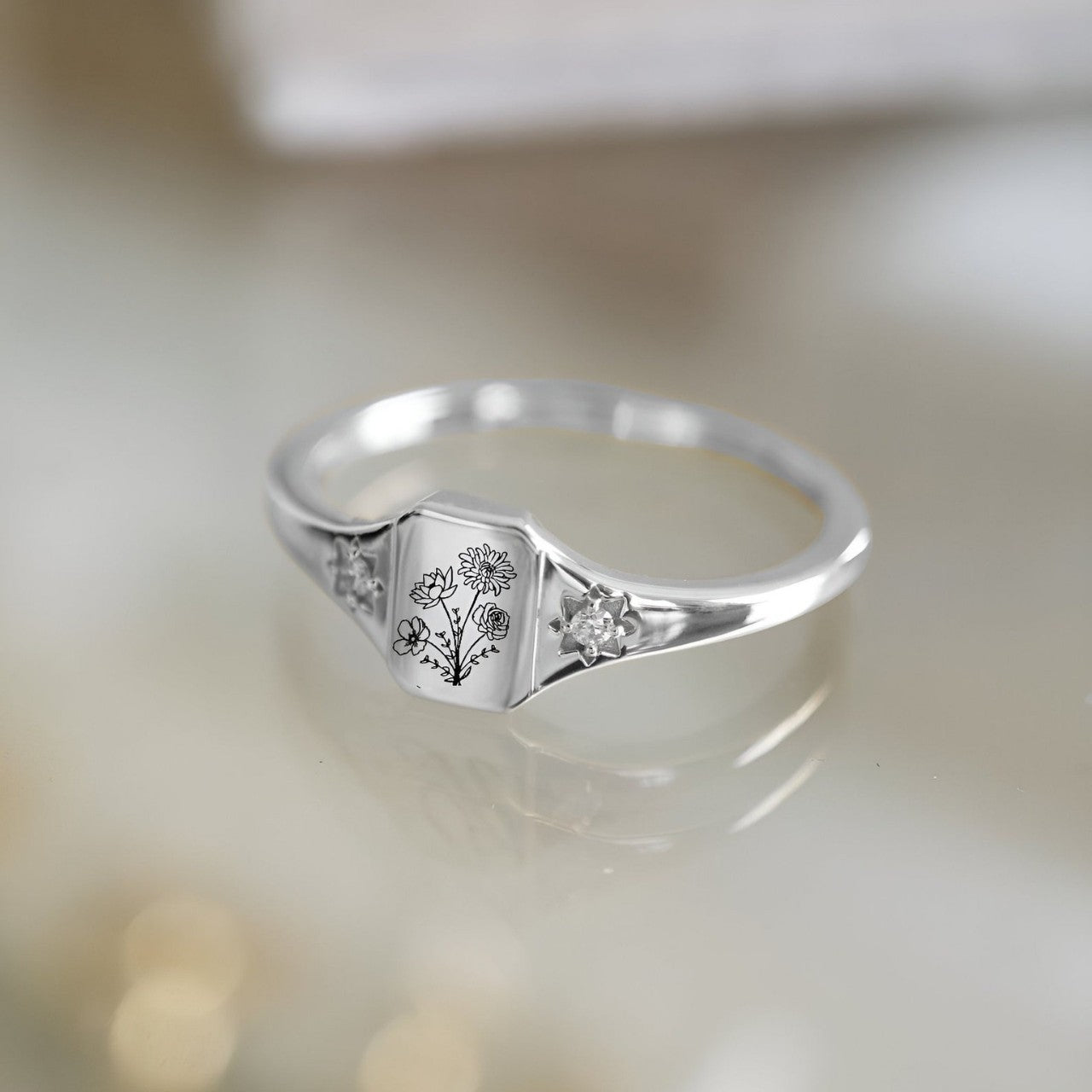 Personalized Birth Flower Ring