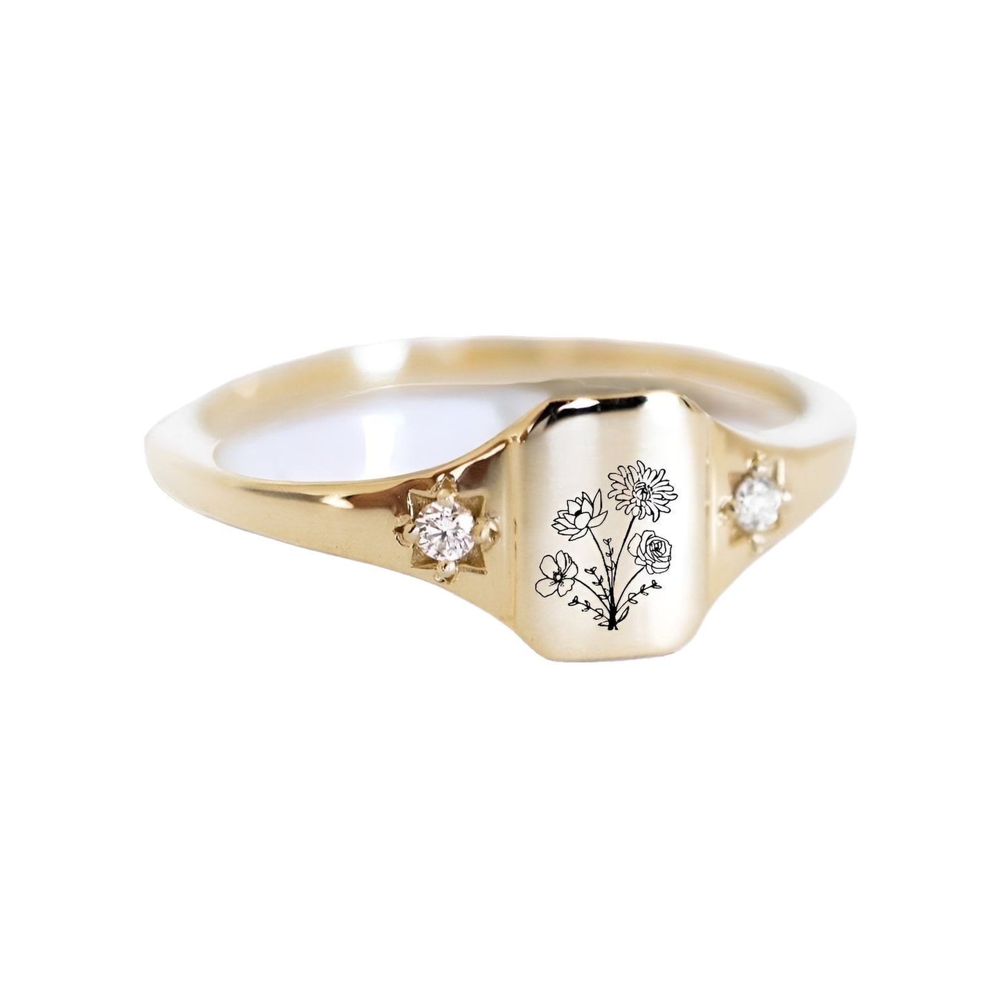 Personalized Birth Flower Ring