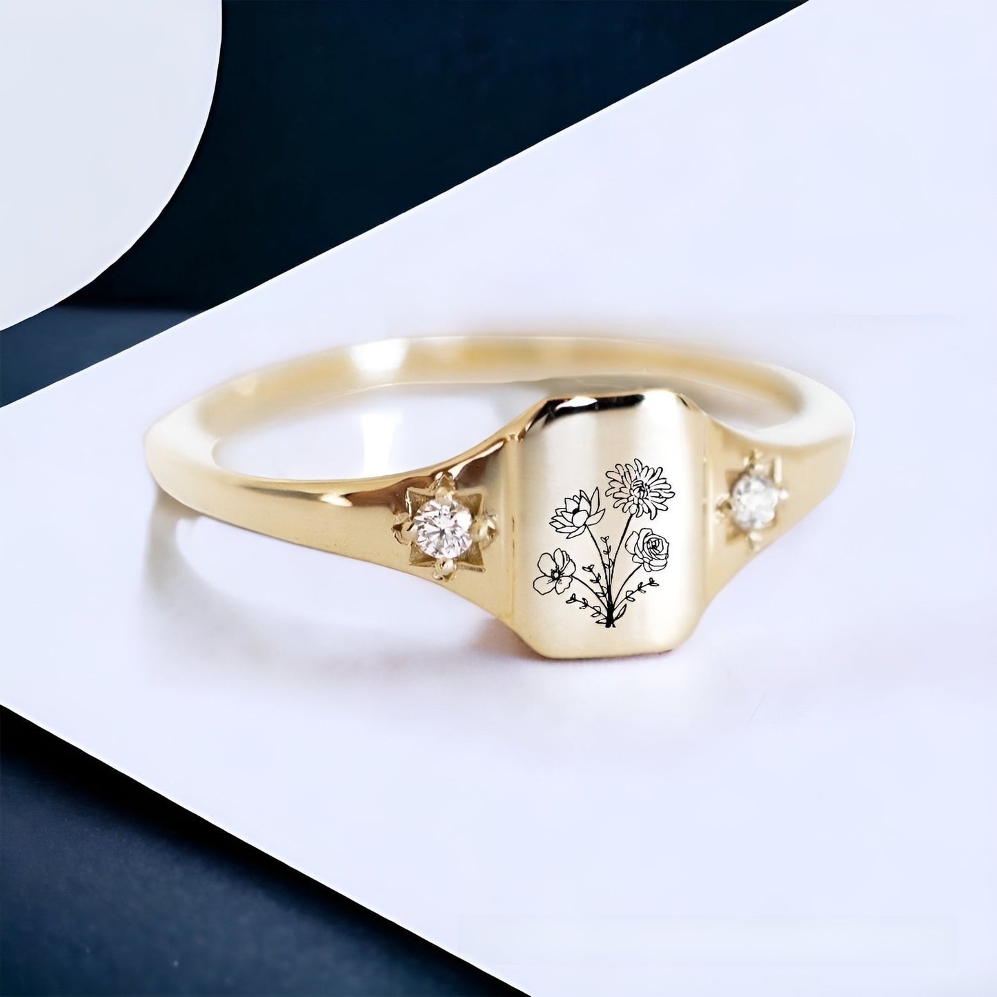 Personalized Birth Flower Ring