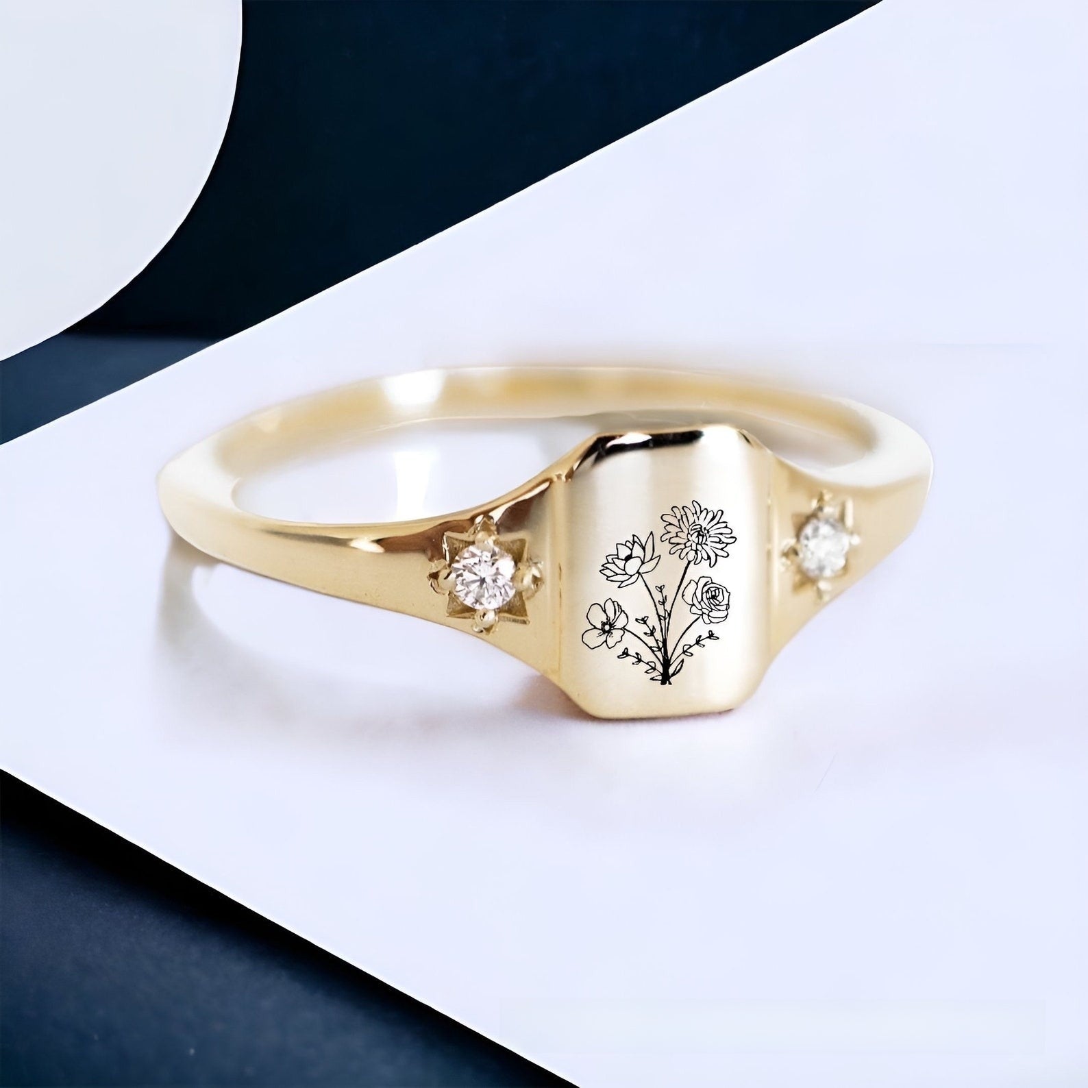 Personalized Birth Flower Ring