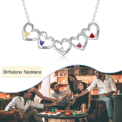 Personalized Birthstone Heart Pendant Necklace