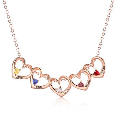 Personalized Birthstone Heart Pendant Necklace