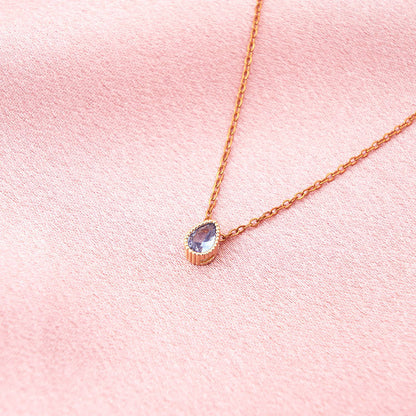 Personalized Birthstone Water Drop Pendant Necklace