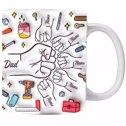 Personalized Ceramic Coffee Mug with Fist Bump Design