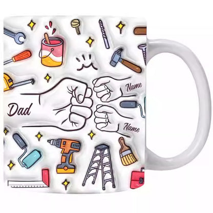 Personalized Ceramic Coffee Mug with Fist Bump Design