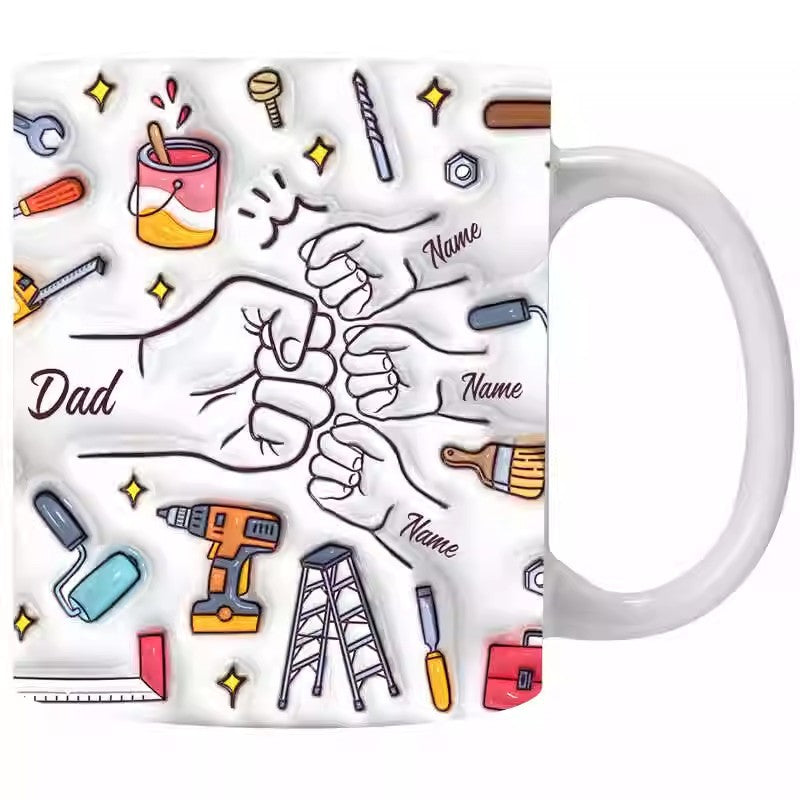 Personalized Ceramic Coffee Mug with Fist Bump Design