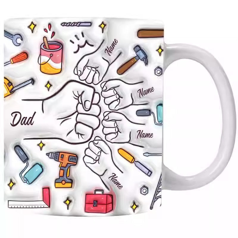 Personalized Ceramic Coffee Mug with Fist Bump Design