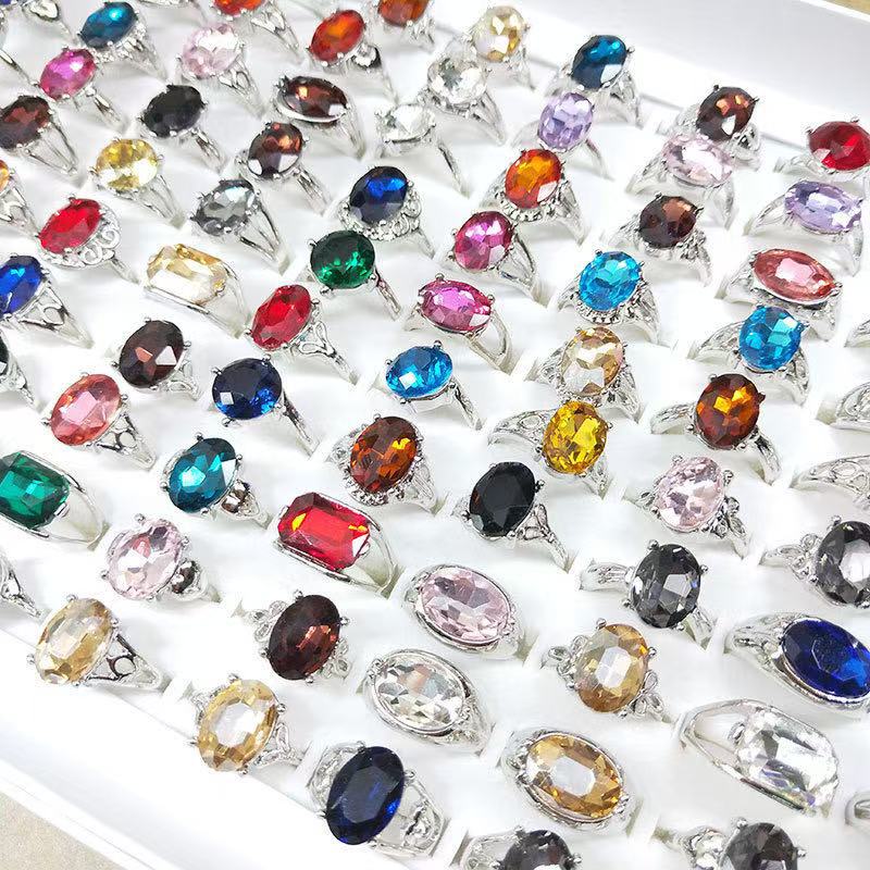 Personalized Colored Glass Crystal Rings