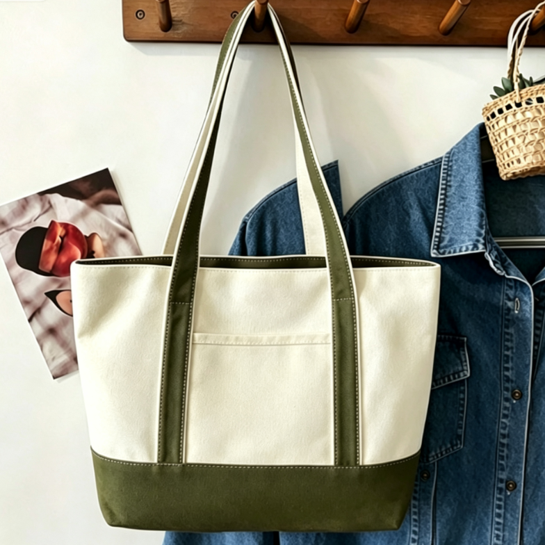 Personalized Embroidery Canvas Shoulder Bag with Silk Scarf