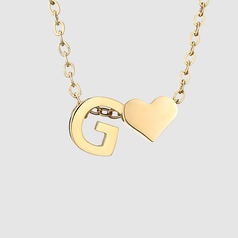 Personalized Heart Letter Pendant Stainless Steel Necklace