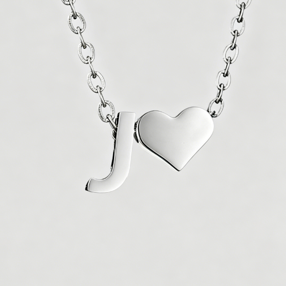 Personalized Heart Letter Pendant Stainless Steel Necklace