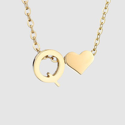 Personalized Heart Letter Pendant Stainless Steel Necklace
