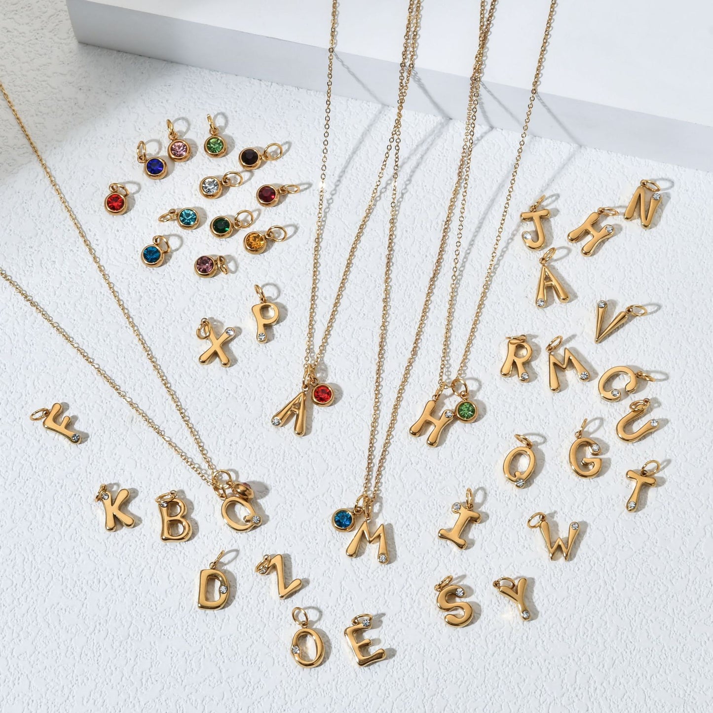 Personalized Letter Birthstone Necklace