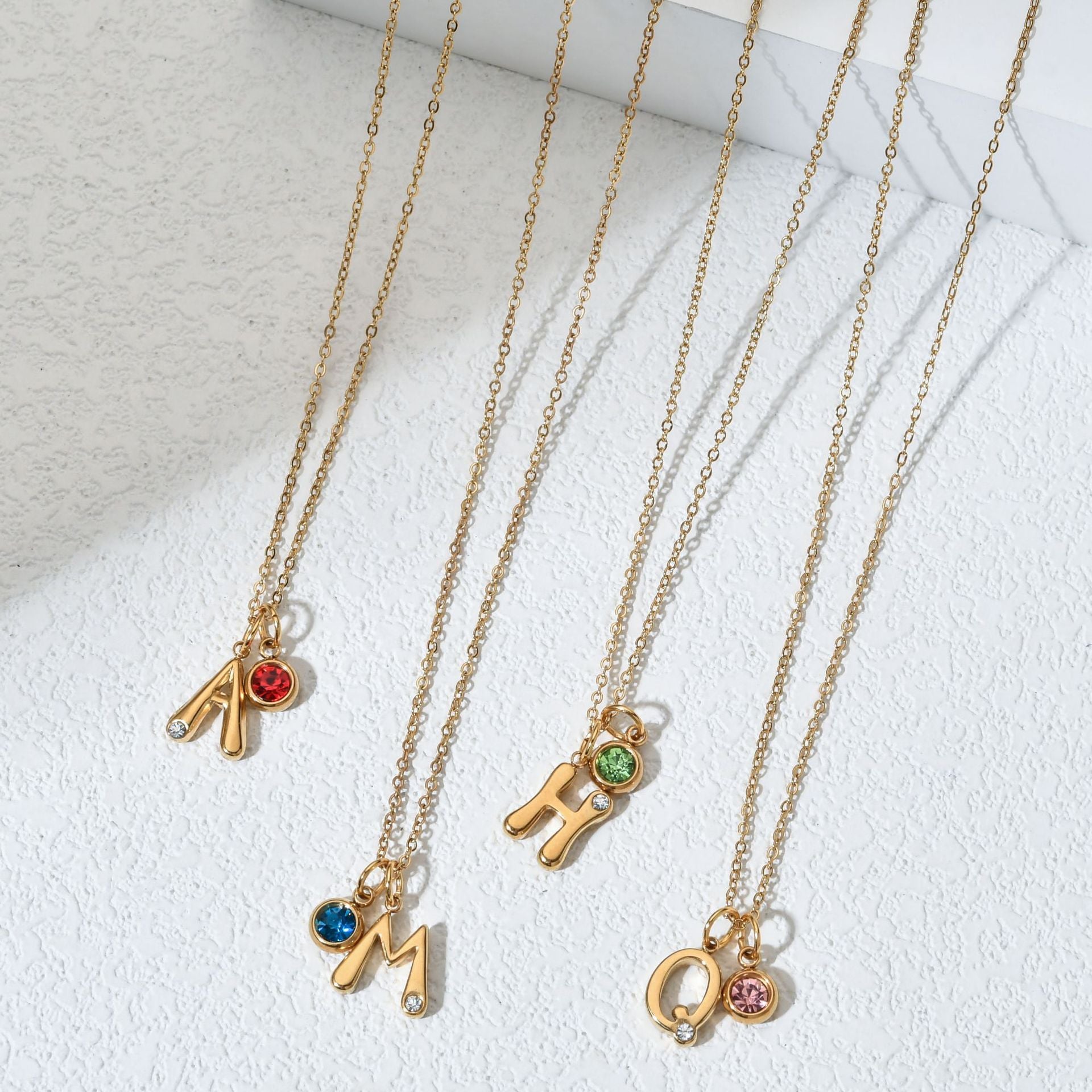 Personalized Letter Birthstone Necklace