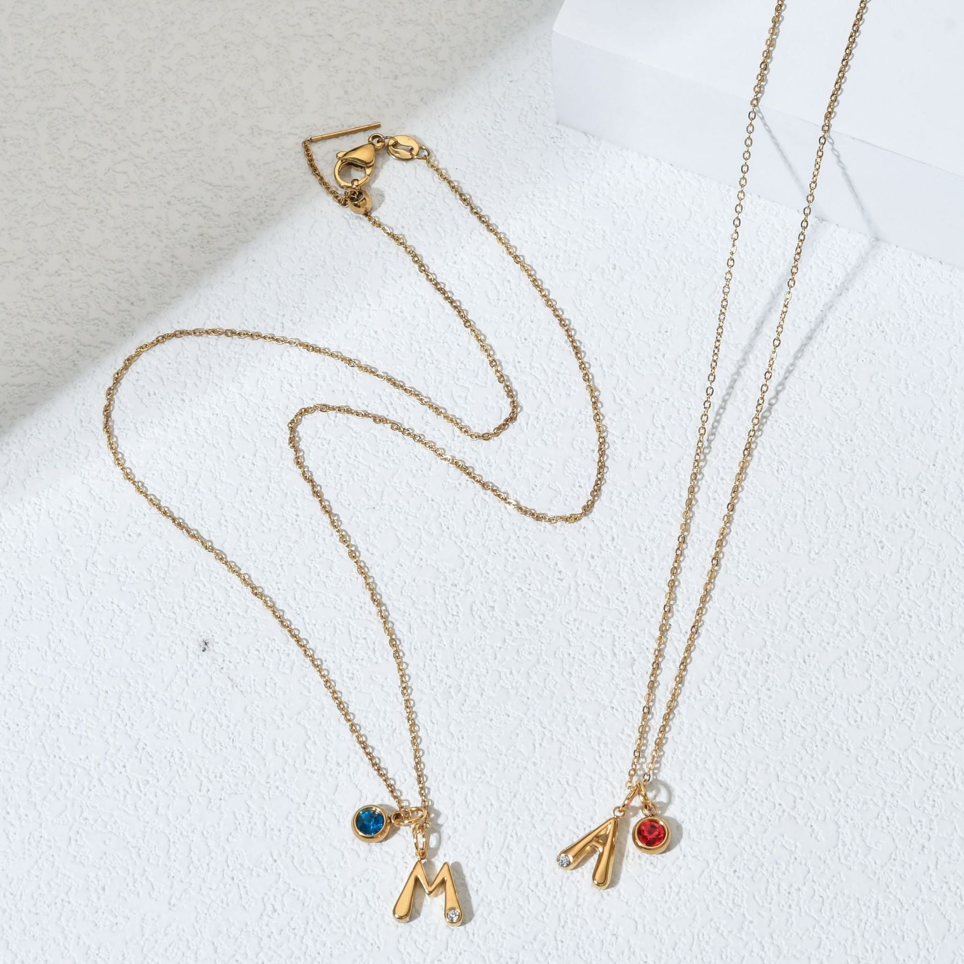 Personalized Letter Birthstone Necklace