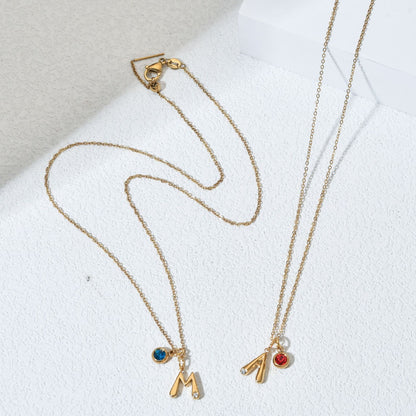 Personalized Letter Birthstone Necklace