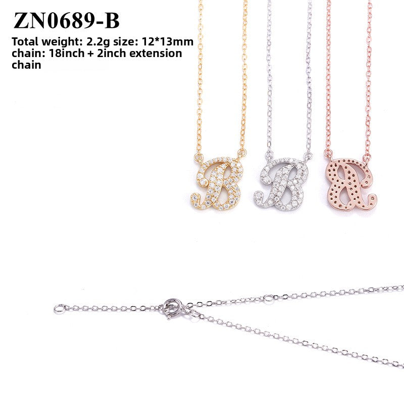 Personalized Letter Pendant Necklace with Moissanite