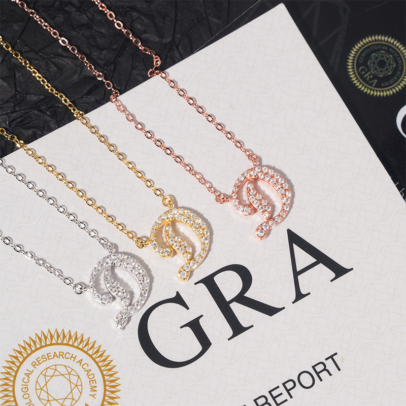 Personalized Letter Pendant Necklace with Moissanite