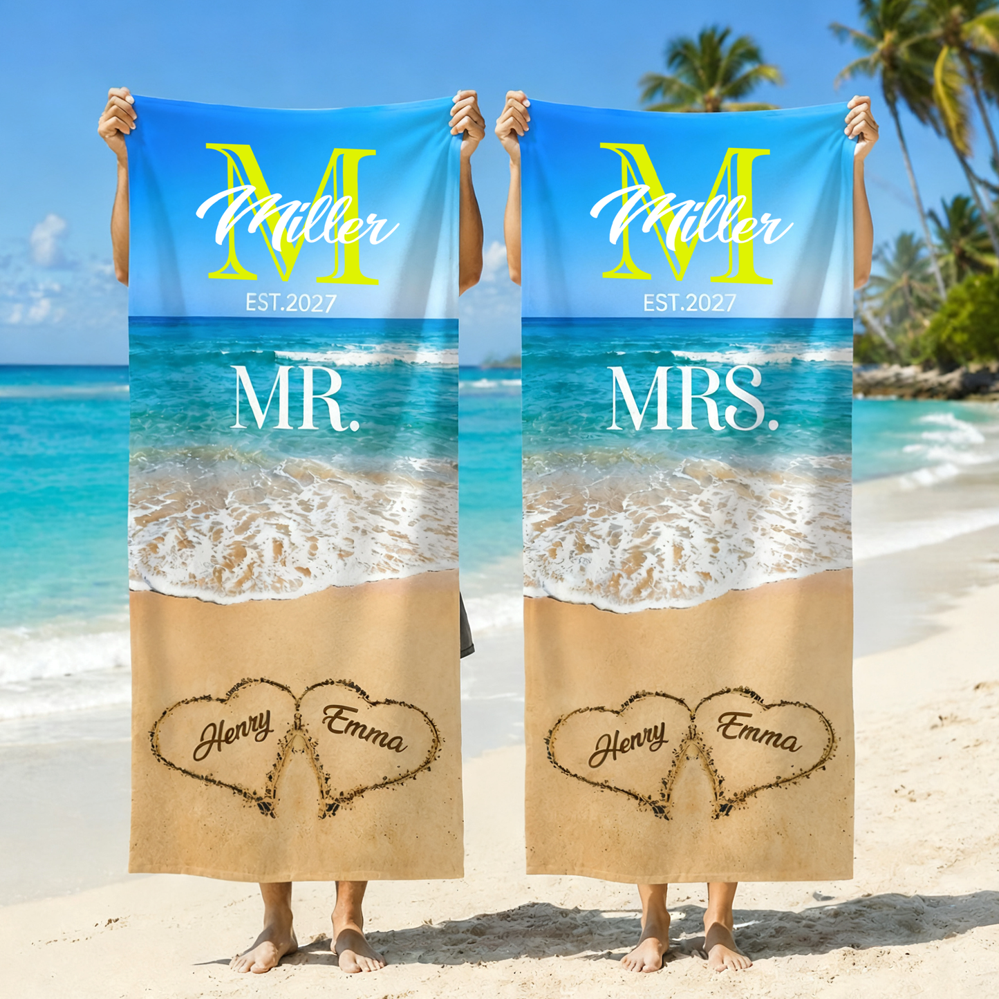Personalized Oversized Quick Dry Birth Flower Beach Towel with Name Summer Travel Essential Gift for Her