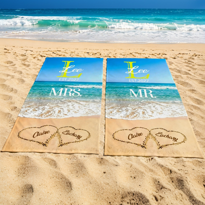 Personalized Oversized Quick Dry Birth Flower Beach Towel with Name Summer Travel Essential Gift for Her