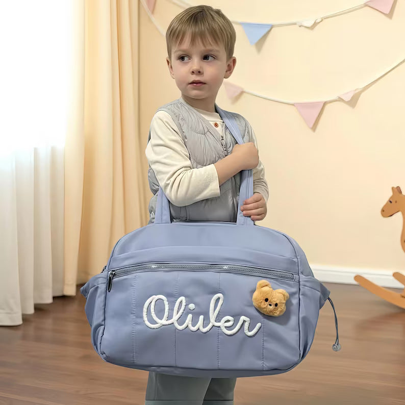 Personalized Quilted Travel Handbag with Embroidery