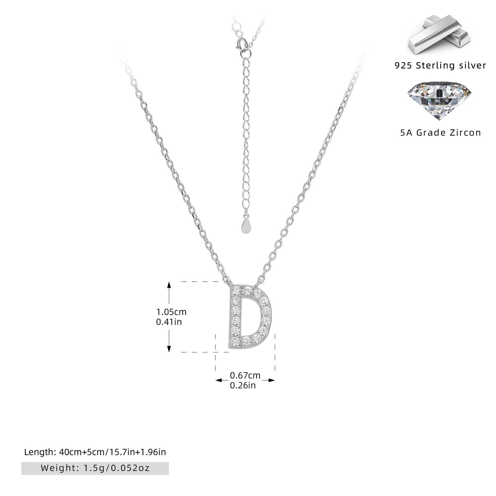 Personalized S925 Silver Letter Diamond Clavicle Necklace