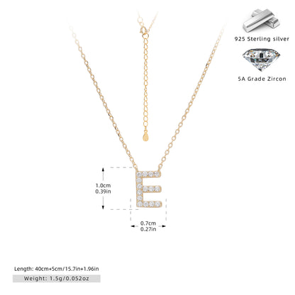 Personalized S925 Silver Letter Diamond Clavicle Necklace