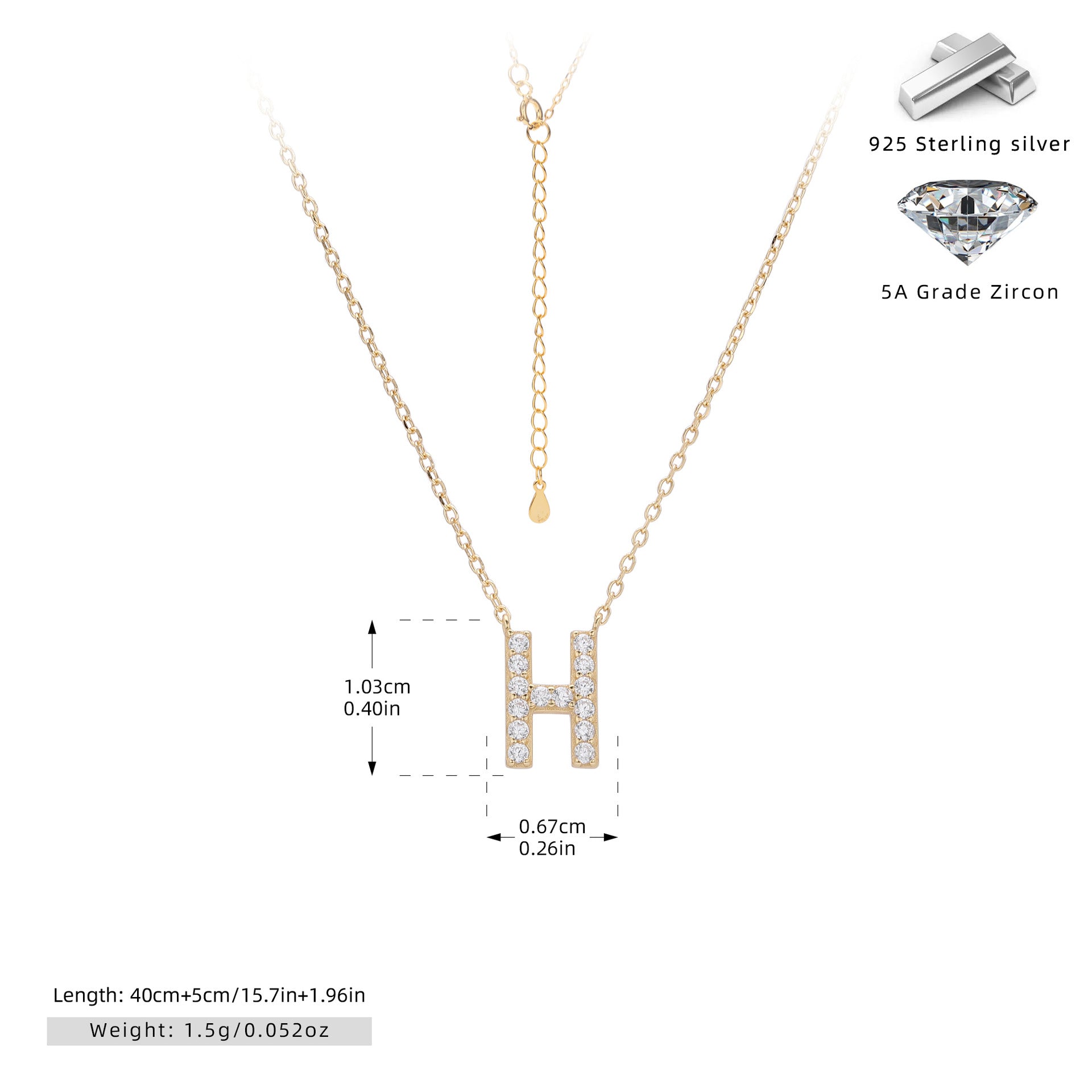 Personalized S925 Silver Letter Diamond Clavicle Necklace