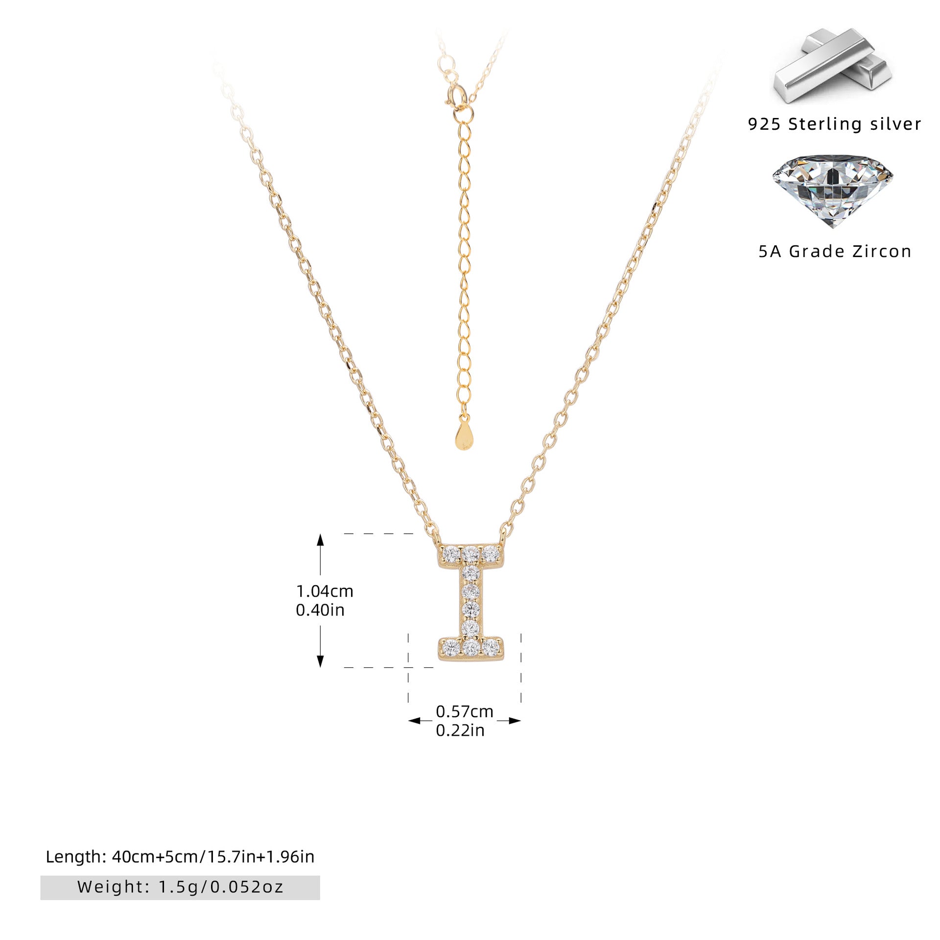 Personalized S925 Silver Letter Diamond Clavicle Necklace