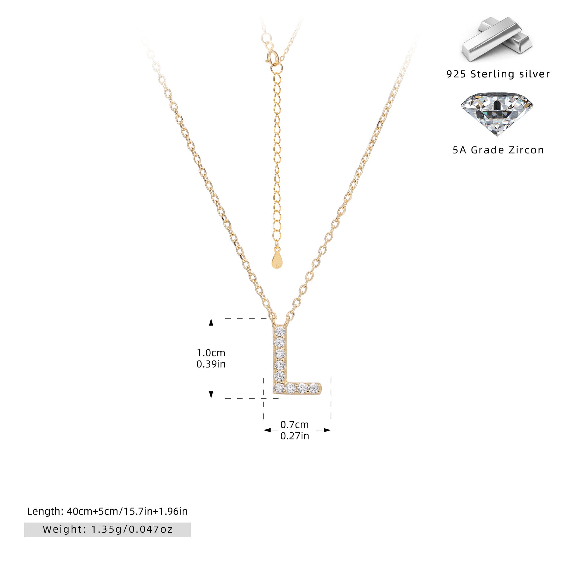 Personalized S925 Silver Letter Diamond Clavicle Necklace