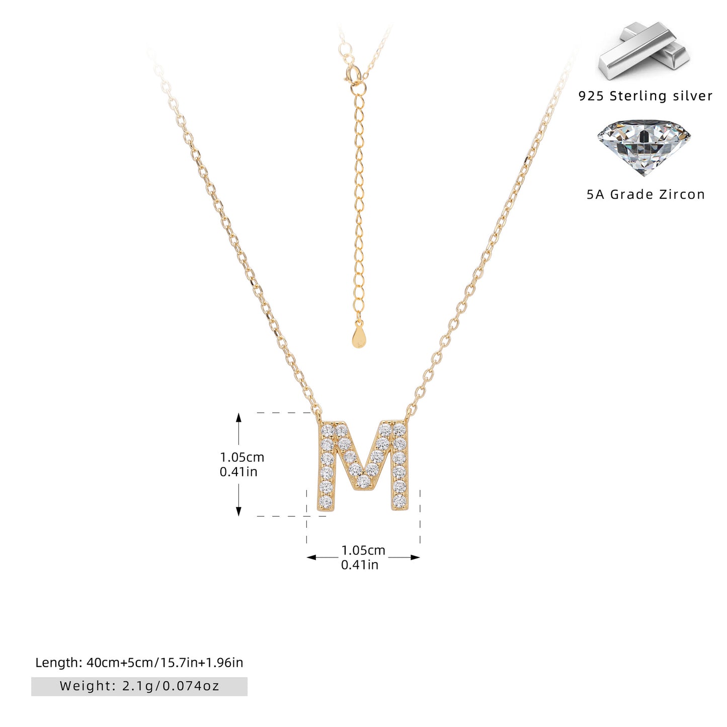 Personalized S925 Silver Letter Diamond Clavicle Necklace