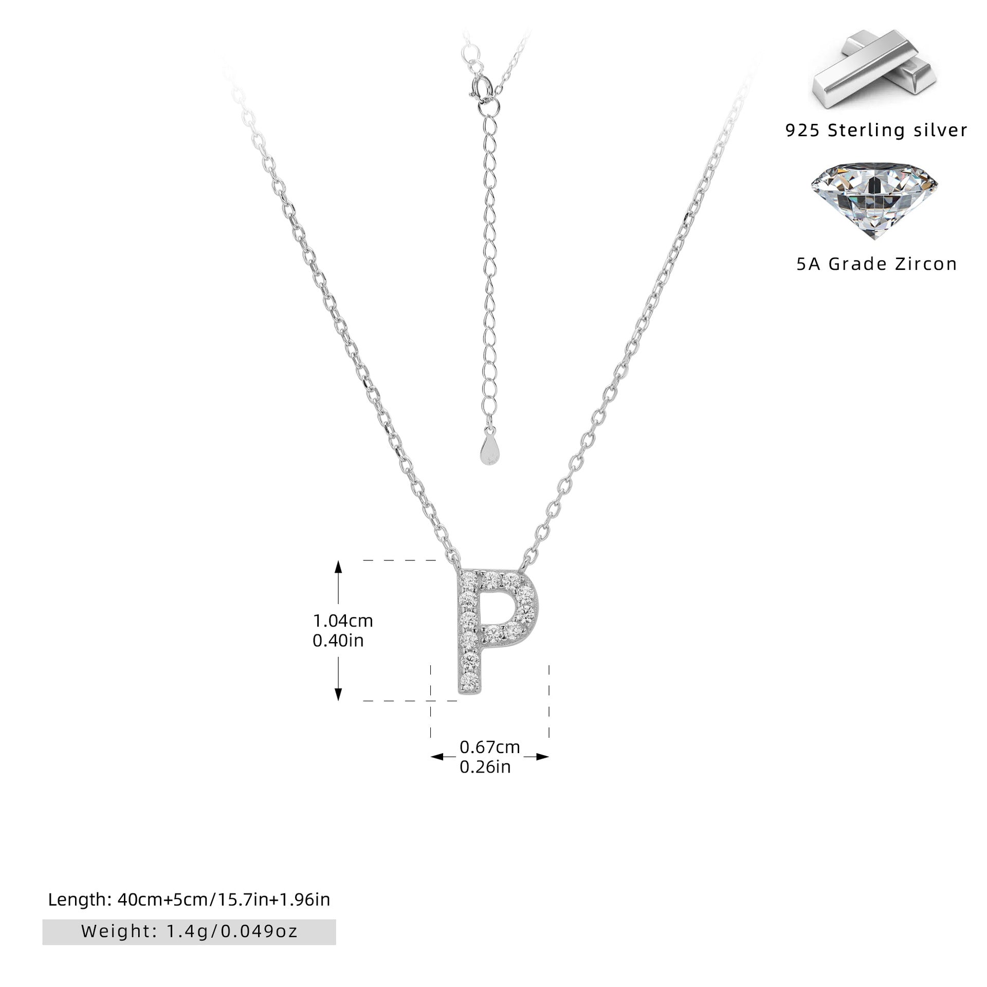Personalized S925 Silver Letter Diamond Clavicle Necklace