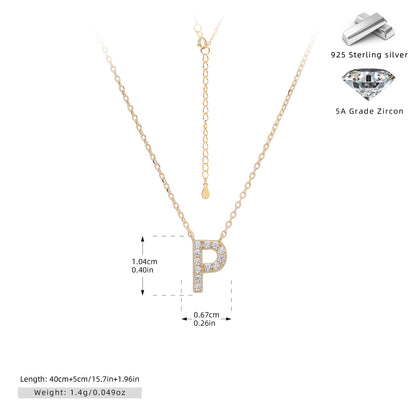 Personalized S925 Silver Letter Diamond Clavicle Necklace