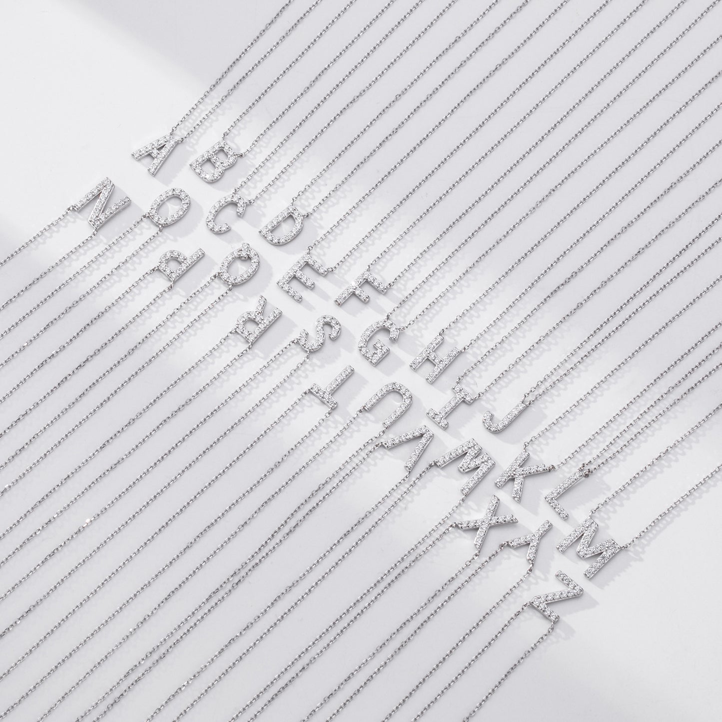 Personalized S925 Silver Letter Diamond Clavicle Necklace