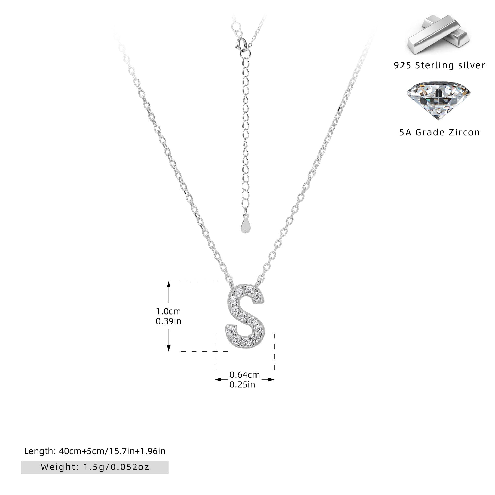 Personalized S925 Silver Letter Diamond Clavicle Necklace
