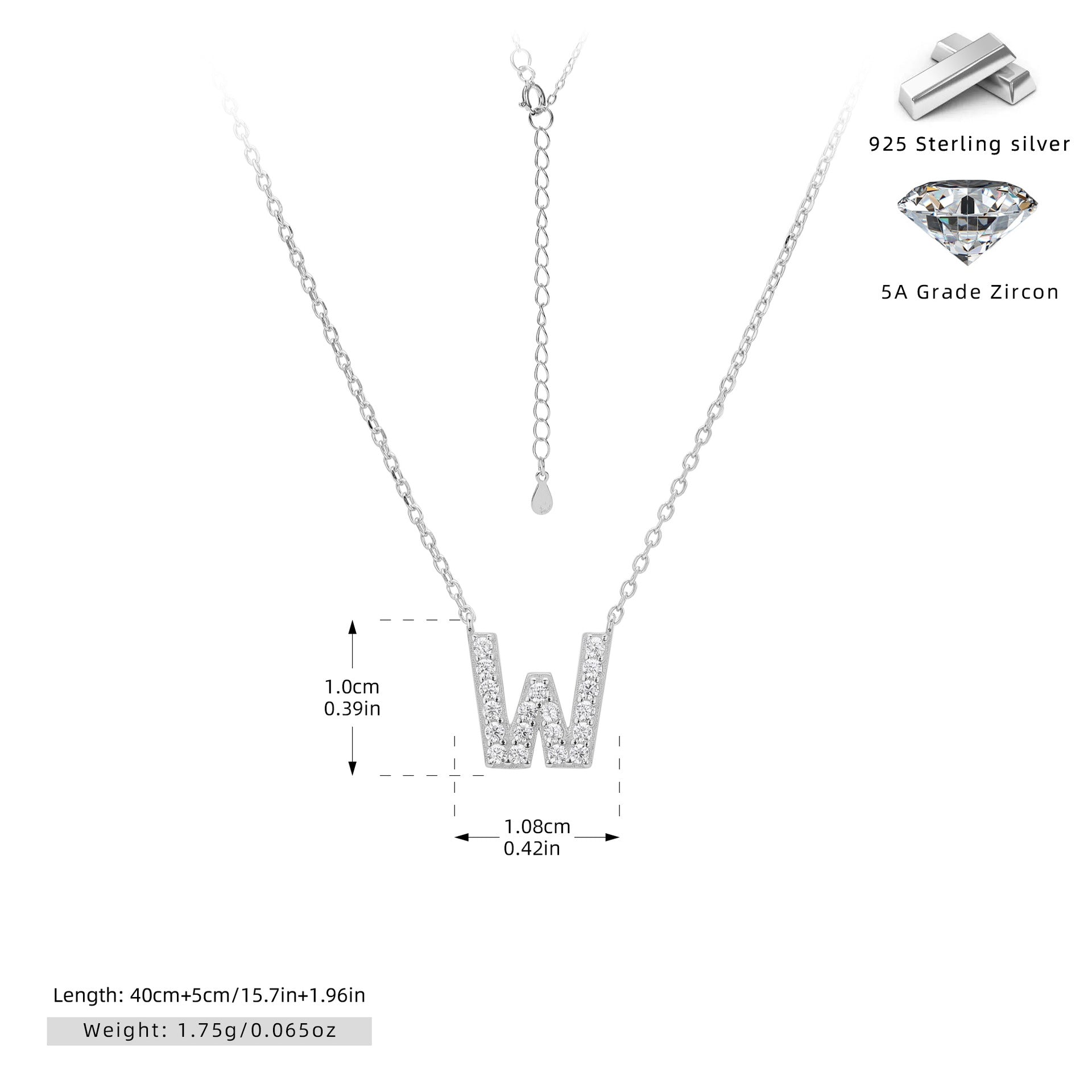 Personalized S925 Silver Letter Diamond Clavicle Necklace