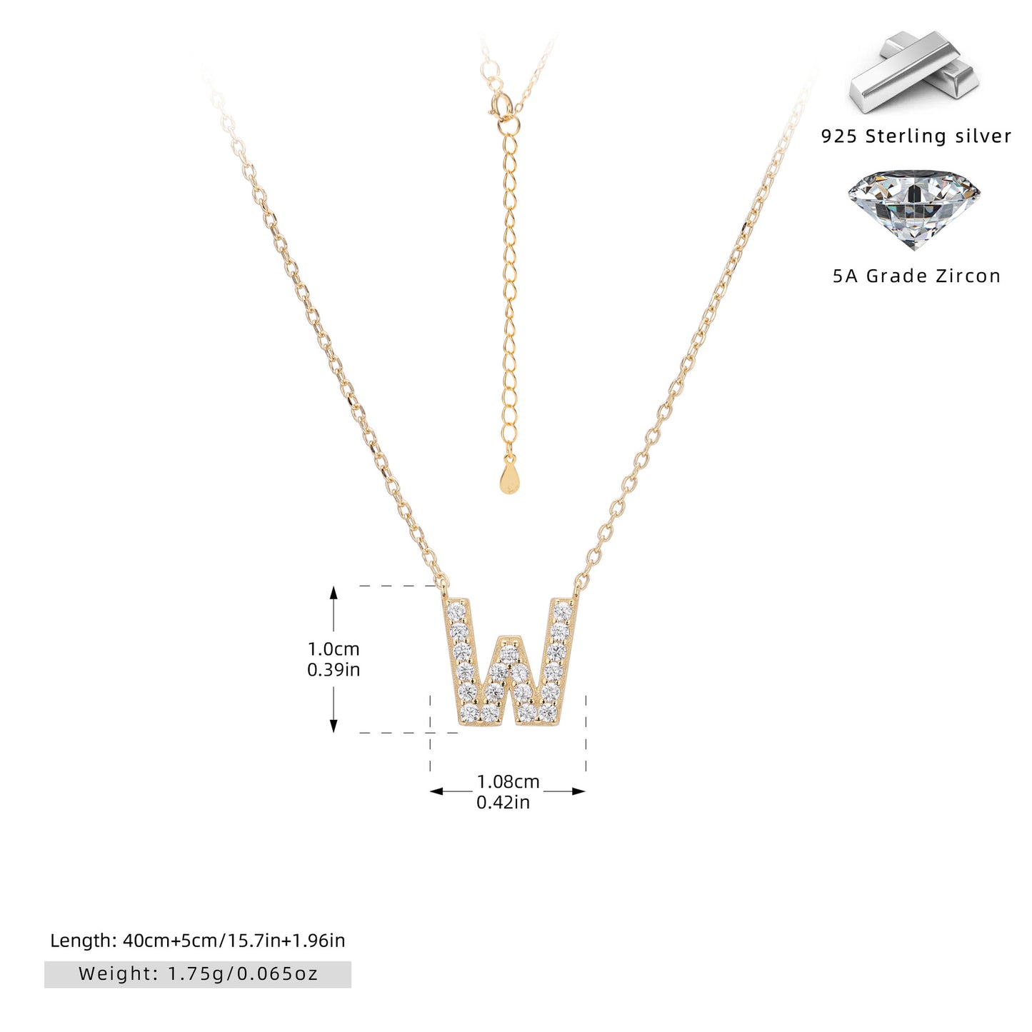 Personalized S925 Silver Letter Diamond Clavicle Necklace