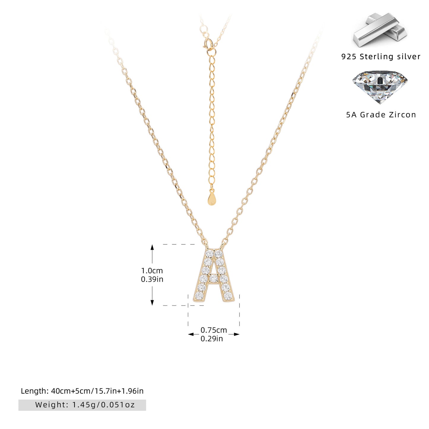 Personalized S925 Silver Letter Diamond Clavicle Necklace