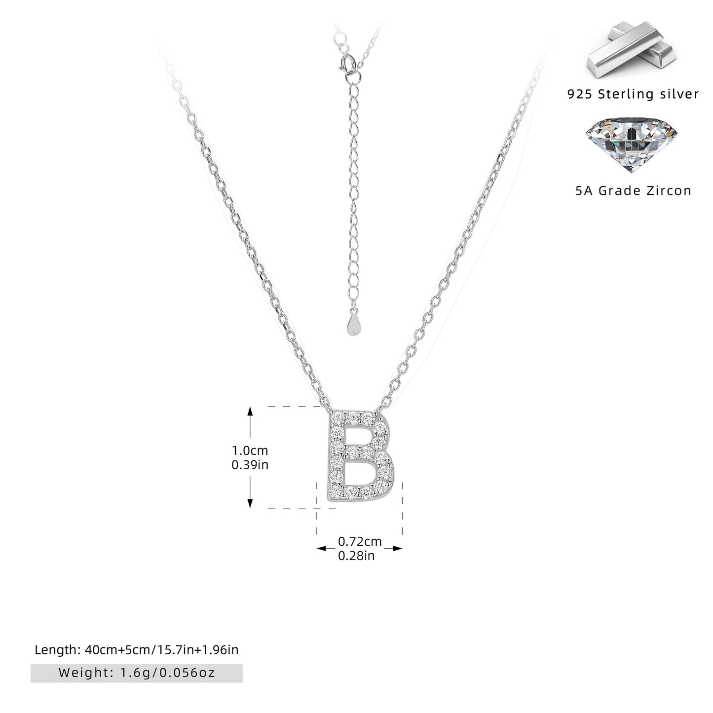 Personalized S925 Silver Letter Diamond Clavicle Necklace