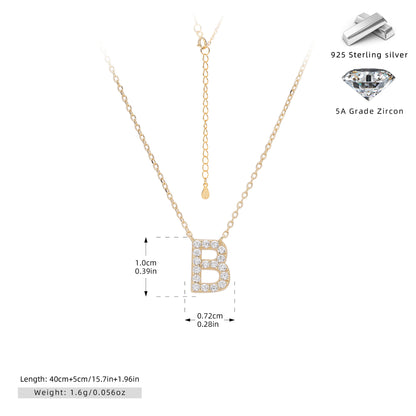 Personalized S925 Silver Letter Diamond Clavicle Necklace
