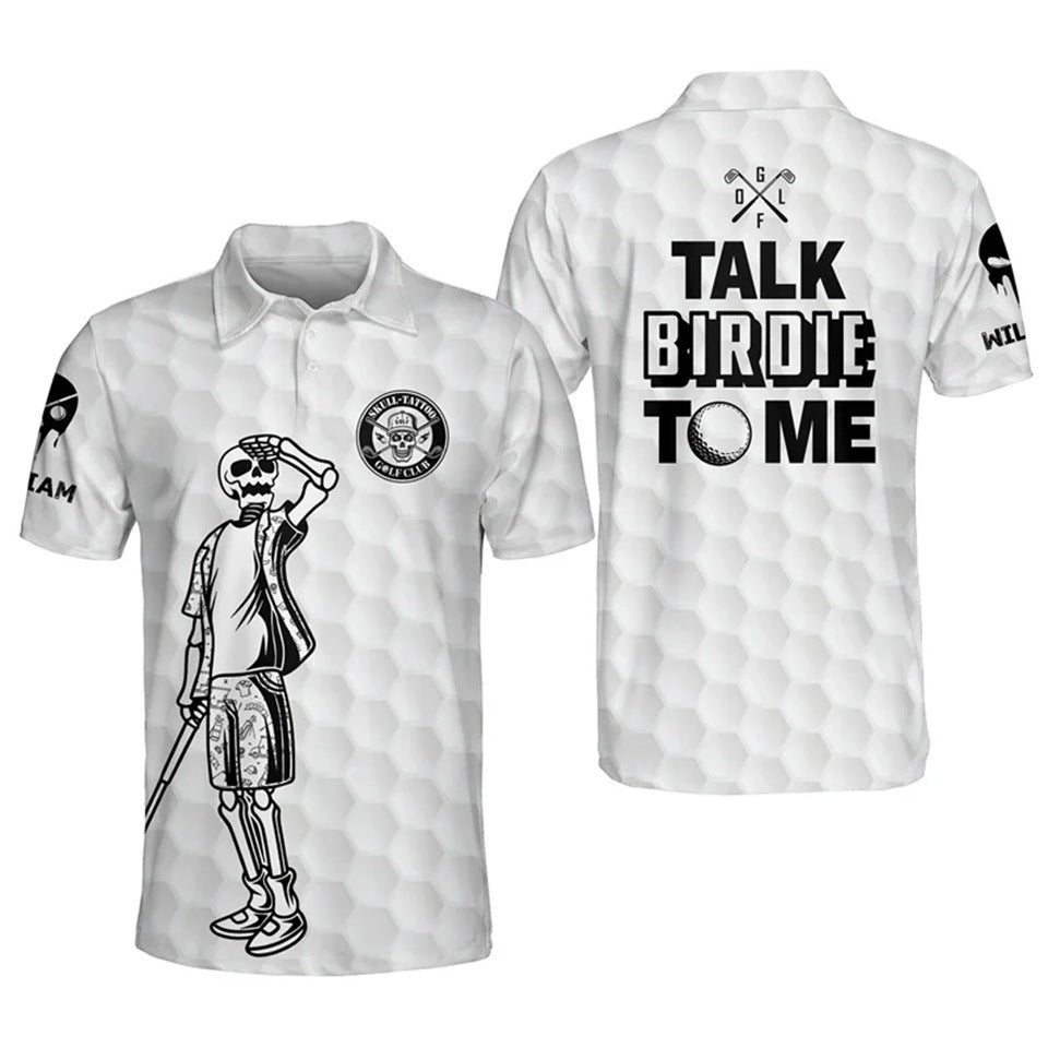 Personalized skull-patterned golf shirt