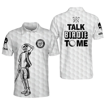 Personalized skull-patterned golf shirt
