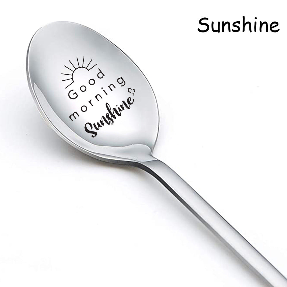 Personalized Stainless Steel Long Handle Spoon with Laser Engraving