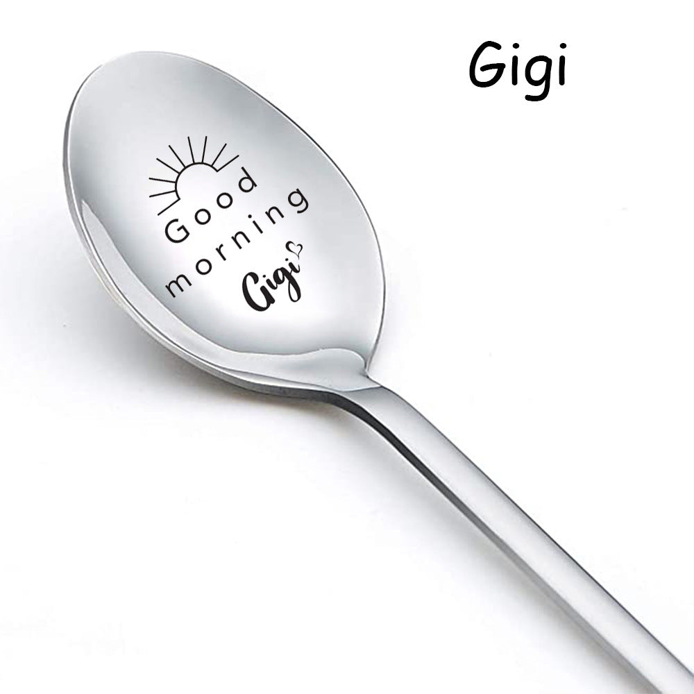 Personalized Stainless Steel Long Handle Spoon with Laser Engraving