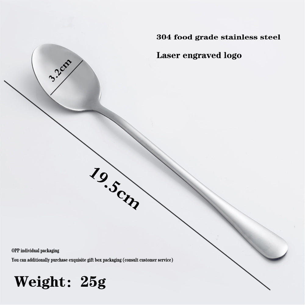 Personalized Stainless Steel Long Handle Spoon with Laser Engraving